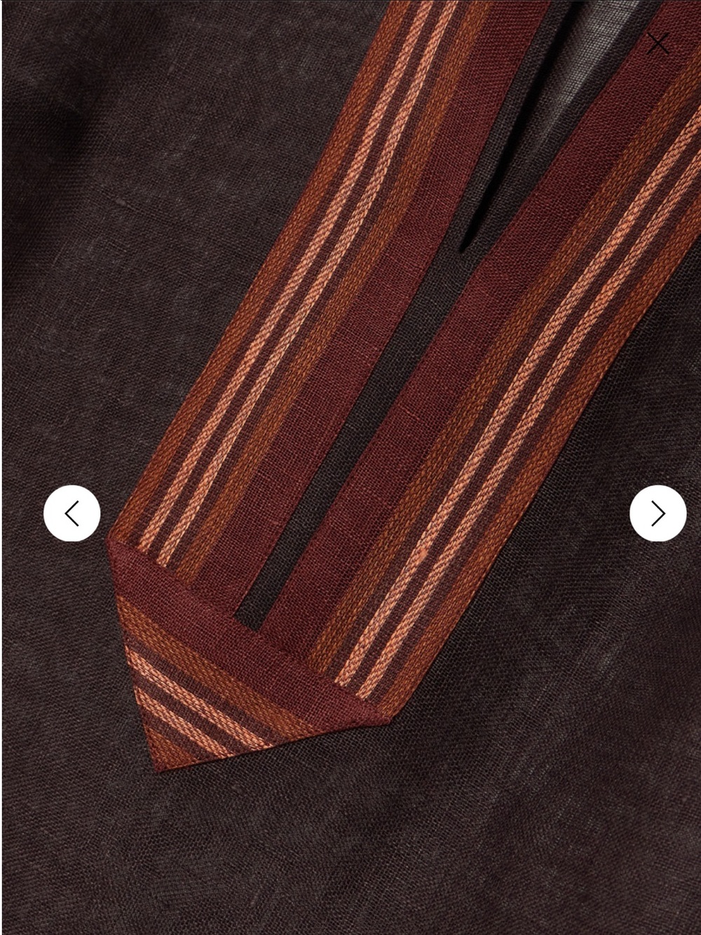 TORY BURCH Striped linen tunic dark brown size small - Picture 4 of 6